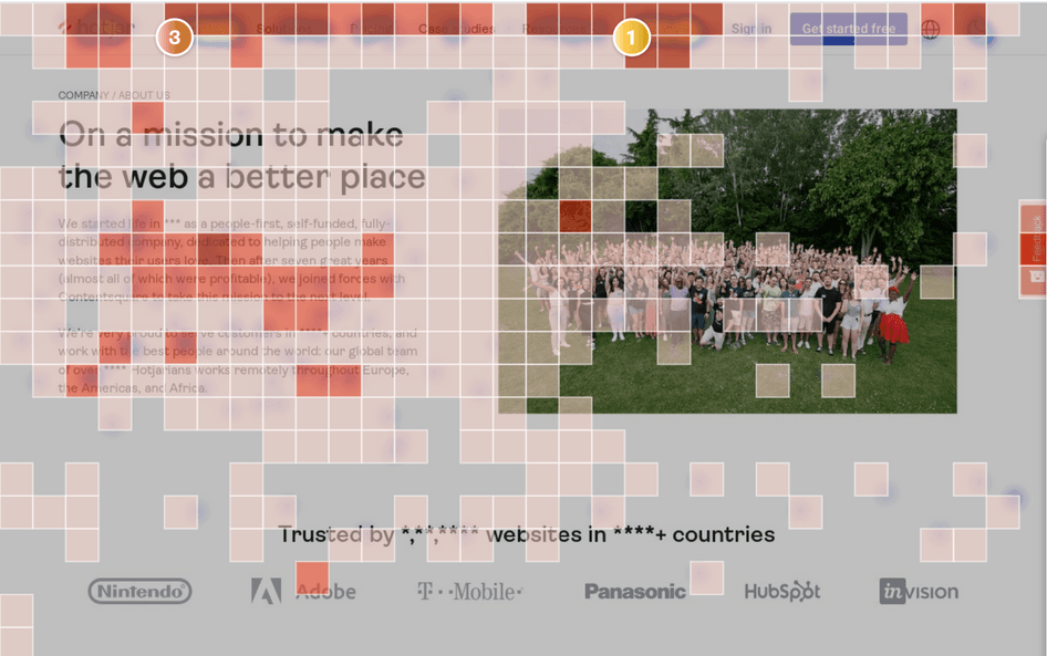 #A heatmap showing the engagement zones of a landing page