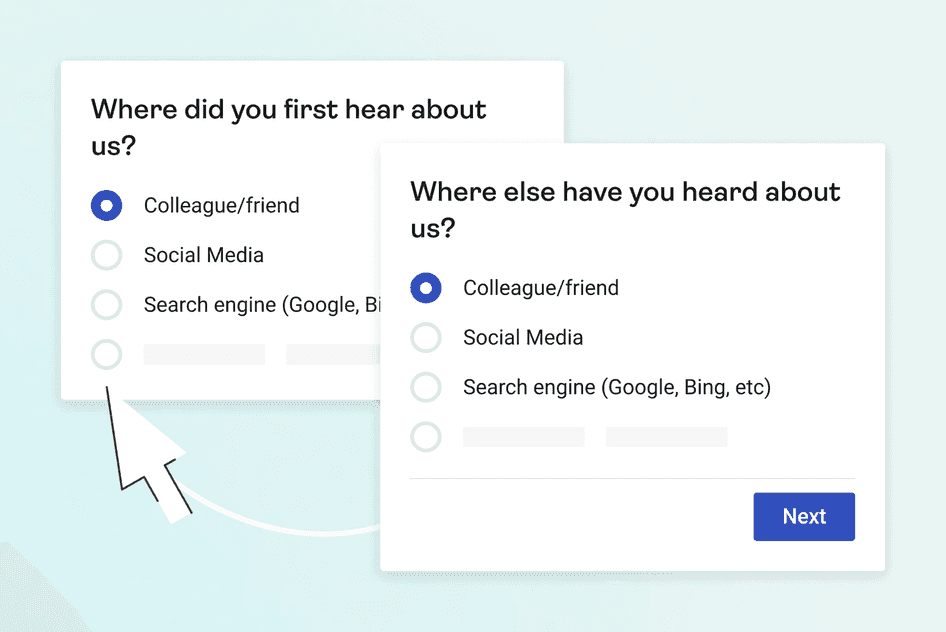 #Example of nominal questions on a traffic attribution survey