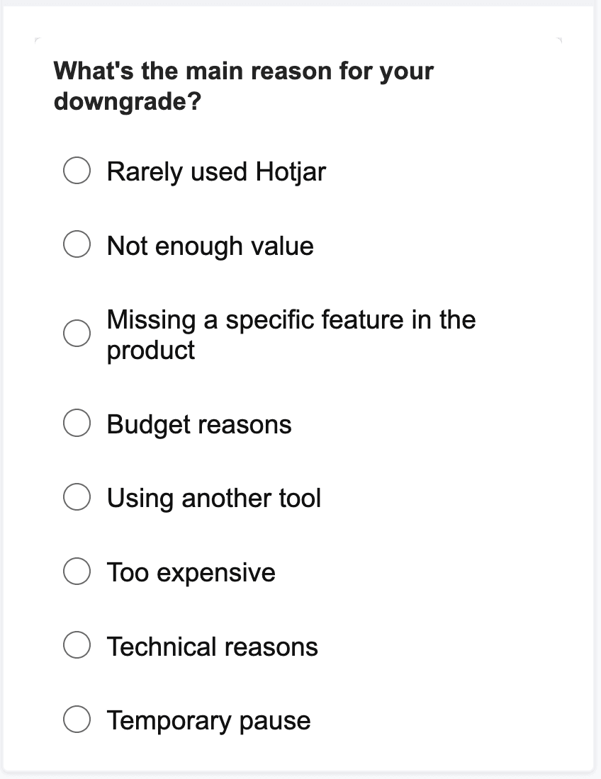 #Hotjar uses Hotjar Surveys: the subscriber downgrade edition