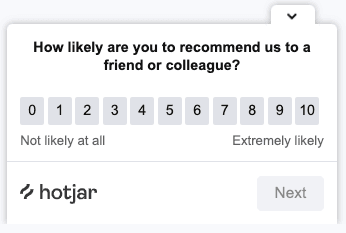 #Example of a Hotjar NPS Survey