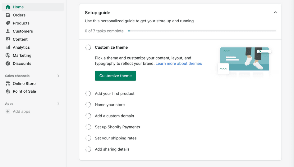 #Shopify uses the initial information you provide to create personalized setup guides that can help you get started quickly