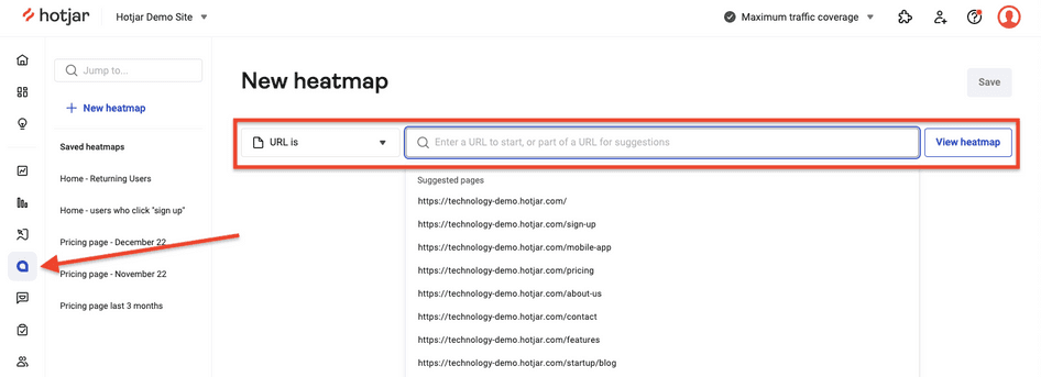 #How to view a move map in Hotjar Heatmaps