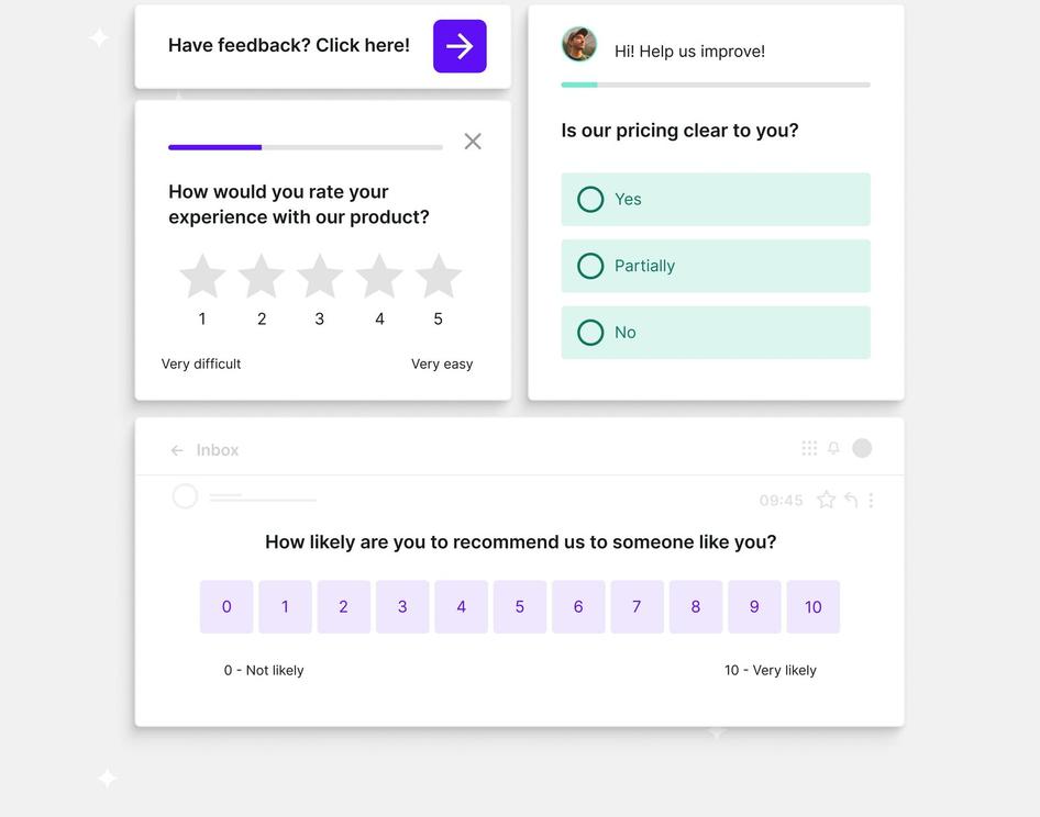 #Various survey questions you can ask in Survicate