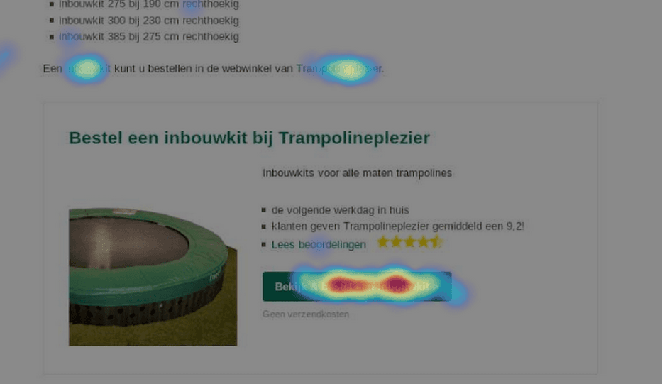 #Click heatmap showing the bottom of the page with CTA  
